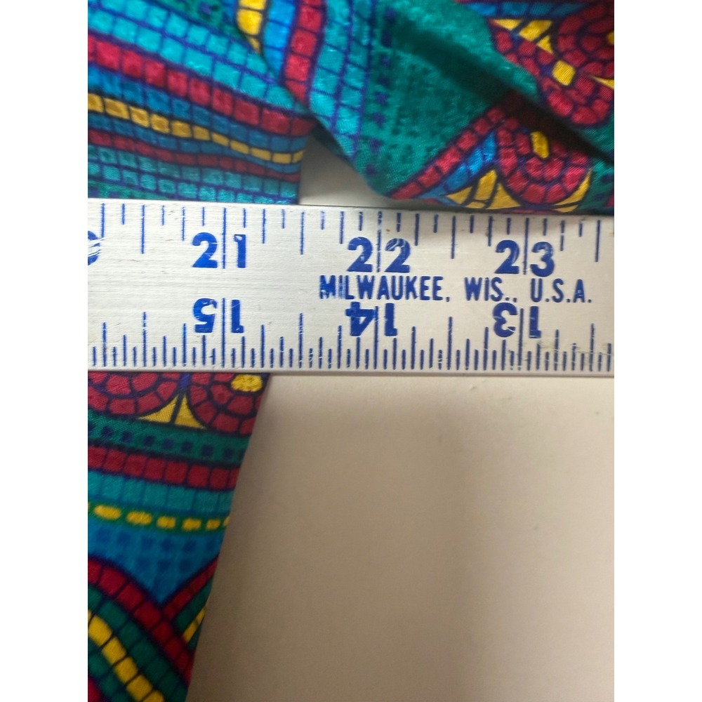 Papell Boutique Silk Blazer Jacket Teal Geometric Print Womens Size 16 - Picture 4 of 6